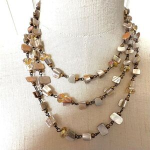 Abalone Crystal long beaded necklace